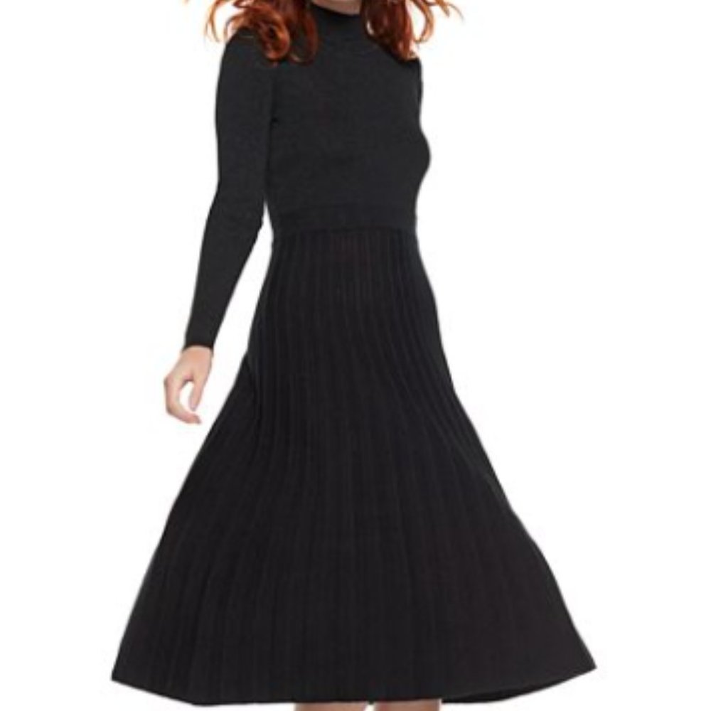 Nine West Pleated Long Sleeve Sweater Dress